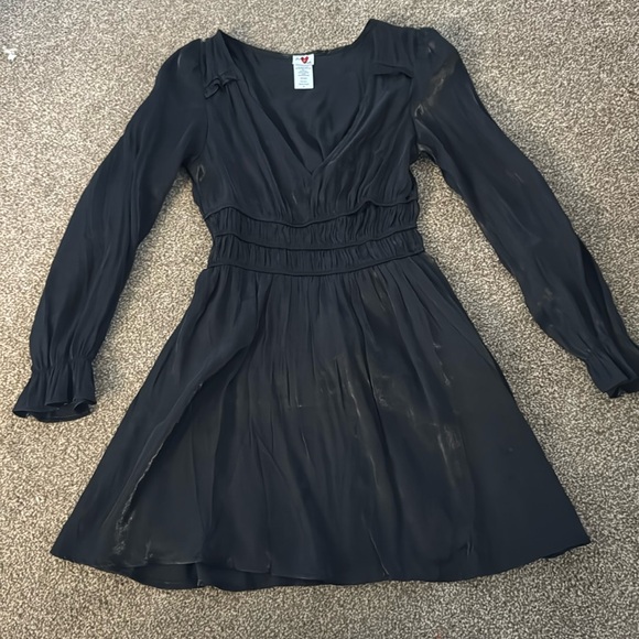 Black Metallic V-Neck Dress - Picture 1 of 4